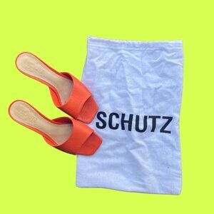 Schutz Orange Mule Kitten Heel Size 6